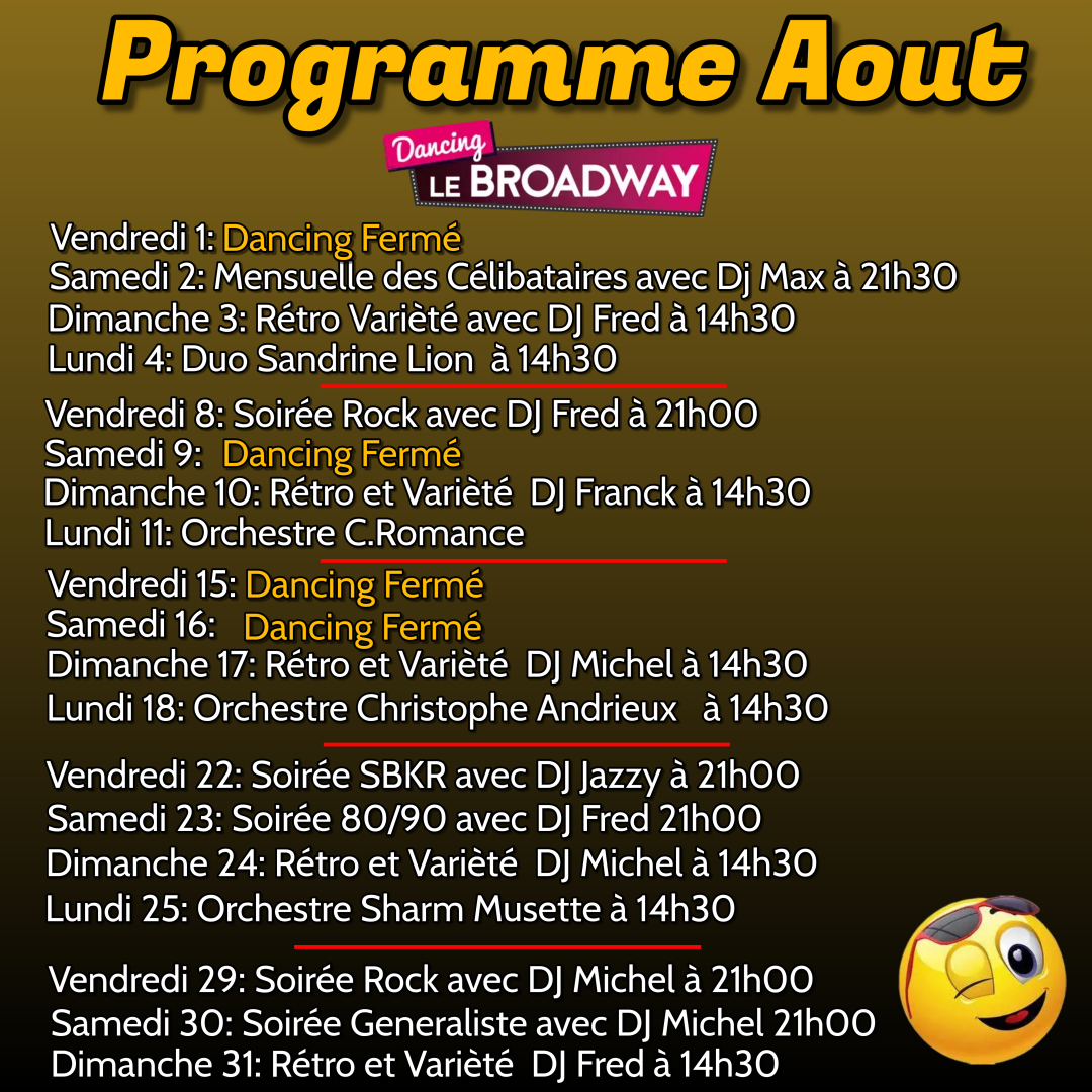 Programme Aout