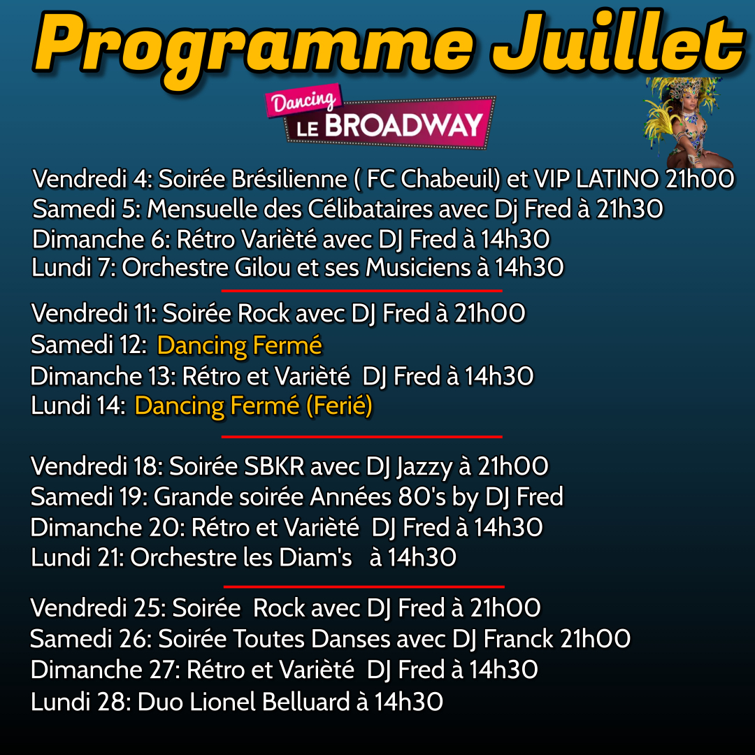 Programme Juillet