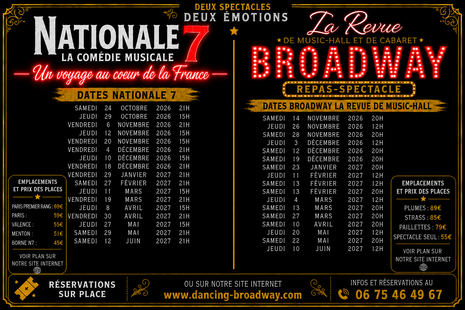 Nationale 7 : Les destins d'une grand-mère et de sa petite fille sur la fameuse Route Nationale 7. Un voyage qui changera tout et qui scellera le destin de ces deux femmes à jamais ! Un spectacle résolument moderne aux couleurs rétro, une mise en scène audacieuse, une aventure inoubliable.